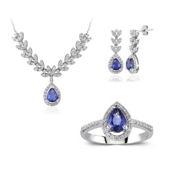 3.42 Karat Pırlanta Safir Set - 1