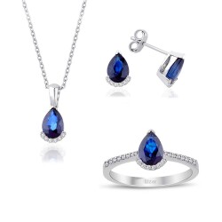 3.48 Karat Pırlanta Safir Set - 1