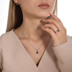 3.48 Karat Pırlanta Safir Set - 2