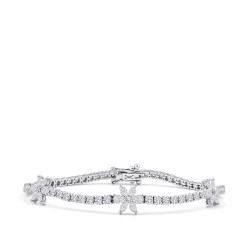 3.69 Carat Diamond Flower Bracelet - 1