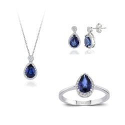 3.69 Karat Pırlanta Safir Set - 1