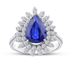 4.66 Carat Diamond Drop Sapphire Ring 