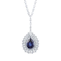 5.17 Carat Diamond Drop Sapphire Necklace - 1