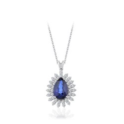 5.56 Carat Diamond Sapphire Necklace 