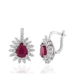 6.14 Carat Diamond Ruby Earrings 
