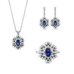 6.72 Karat Pırlanta Baget Safir Set 