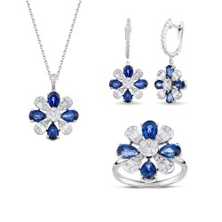 7.78 Karat Pırlanta Safir Set - 1