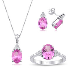 8.43 Karat Pırlanta Pink Safir Trend Set - 1