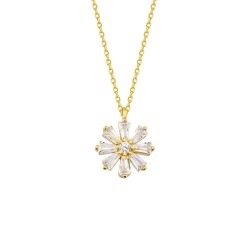 Gold Baguette Flower Necklace - 1