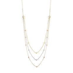 Gold Three Color Toptop Necklace - 1