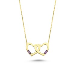 Gold Double Heart Necklace - 1