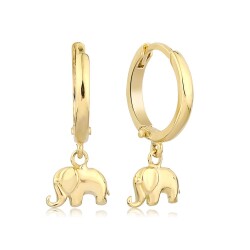 Gold Elephant Hoop Earrings - 1