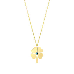 Gold Evil Eye Beaded Clover Necklace - 2