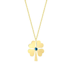 Gold Evil Eye Beaded Clover Necklace - 1