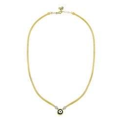 Gold Evil Eye Beaded Necklace 