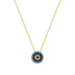 Gold Evil Eye Beaded Necklace - 1