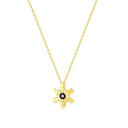 Gold Evil Eye Beaded Snowflake Necklace - 1