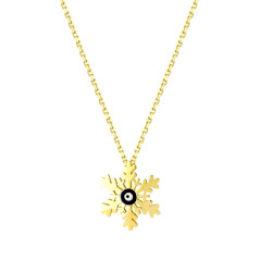 Gold Evil Eye Beaded Snowflake Necklace - 2