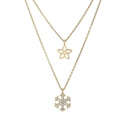 Gold Flower and Snowflake Couple Necklace - 2