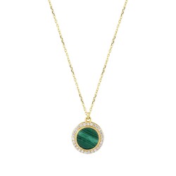 Gold Green Stone Trend Necklace - 2