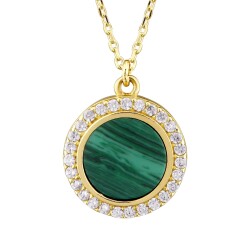 Gold Green Stone Trend Necklace - 1