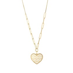 Gold Half Paper Clip Heart Necklace - 2