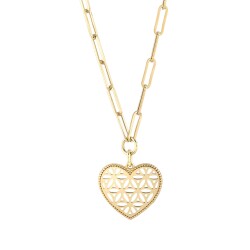 Gold Half Paper Clip Heart Necklace - 1