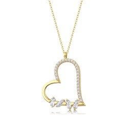 Gold Heart Baguette Trend Necklace - 1