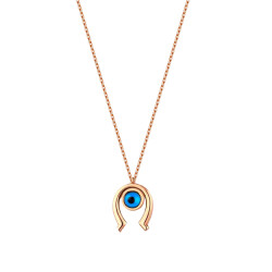 Gold Horseshoe Evil Eye Necklace - 1