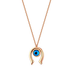 Gold Horseshoe Evil Eye Necklace - 2