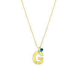 Gold Letter and Evil Eye Bead Necklace - 2