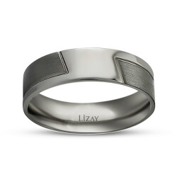 Gold Modern Black Men's Wedding Ring 