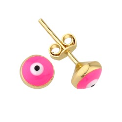 Gold Pink Big Size Kids Earrings - 1