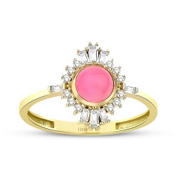 Gold Pink Stone Ring - 1