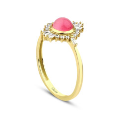 Gold Pink Stone Ring - 2