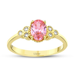 Gold Pink Stone Trend Ring - 1