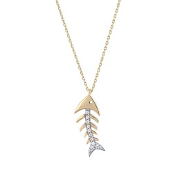 Gold Stone Fish Necklace - 1