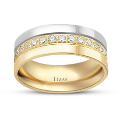 Gold Stone Two Color Women's Wedding Ring 