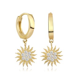 Gold Sun Hoop Earrings - 1