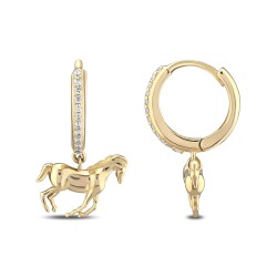 Gold Stone Horse Earrings - 1