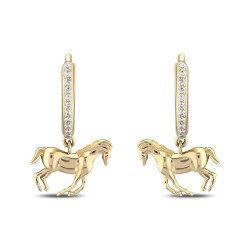 Gold Stone Horse Earrings - 3