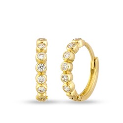 Gold Stone Hoop Earrings - 1