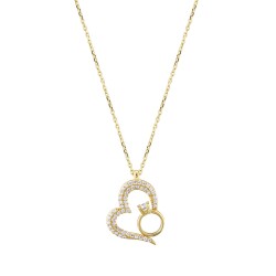 Gold Solitaire Heart Necklace - 1