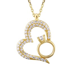 Gold Solitaire Heart Necklace - 2