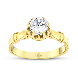 Gold Solitaire Ring - 1