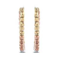 Gold Tri-Color Hoop Earrings - 2