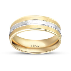 Gold Two Color Men's Wedding Ring - 1