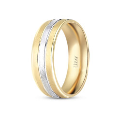 Gold Two Color Men's Wedding Ring - 2