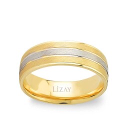 Gold Two Color Men's Wedding Ring 