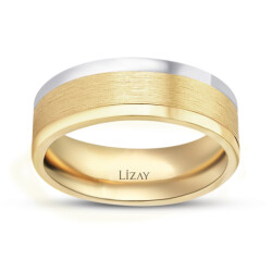 Gold Two Color Men's Wedding Ring 